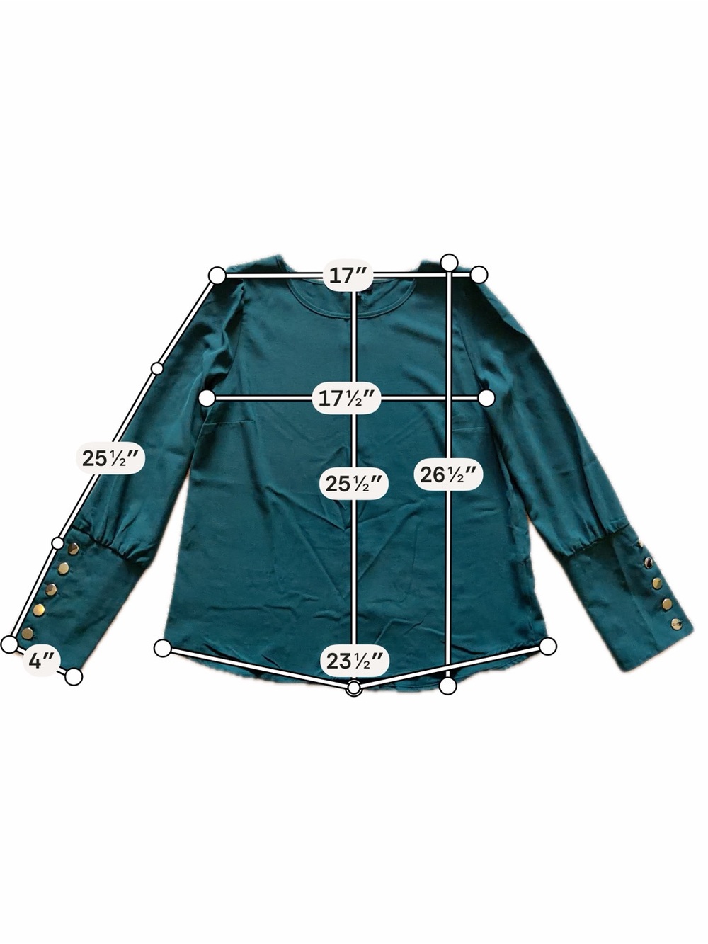 mine Teal Long-Sleeve Button-Cuff Blouse